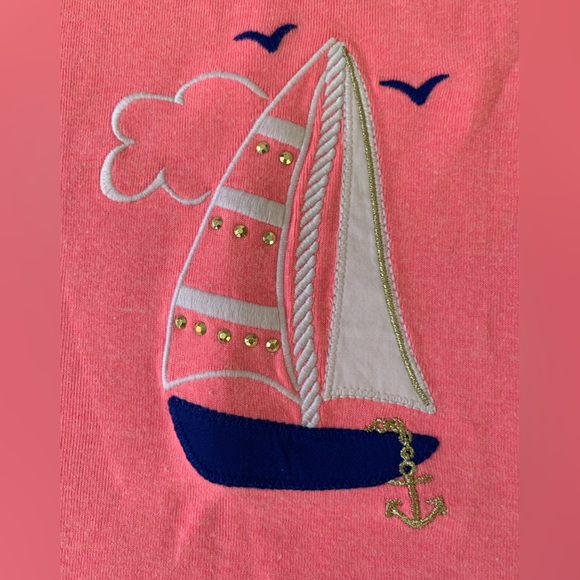 GYMBOREE NWT-GIRLS NAUTICAL SET sailboat top & anchor Skort neon pink/royal blue - Picture 10 of 13